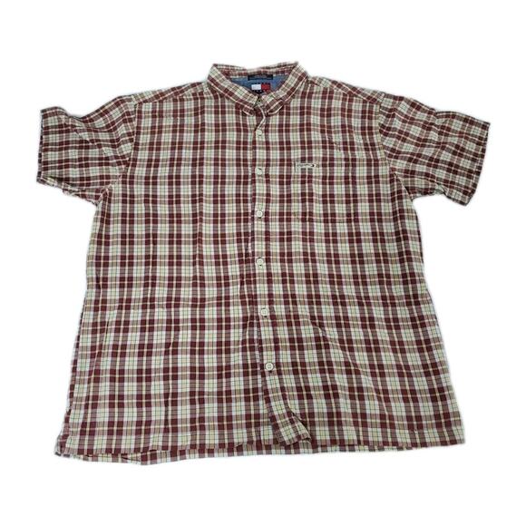 Tommy Jeans Mens Button Up Shirt Multicolor Size XL 100% Cotton Short Sleeve - Picture 1 of 12